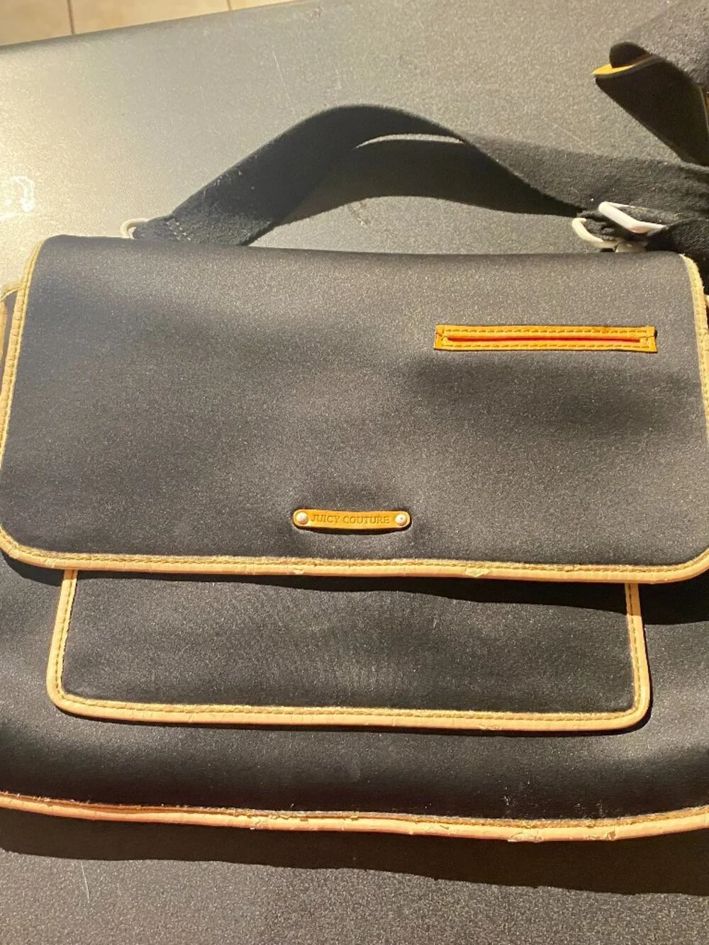 Juicy Couture Black Neoprene Messenger Laptop Bag